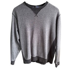 Cremieux Classics Mens Large Gray Cotton Long Sleeve V-Stitch Crew Sweatshirt